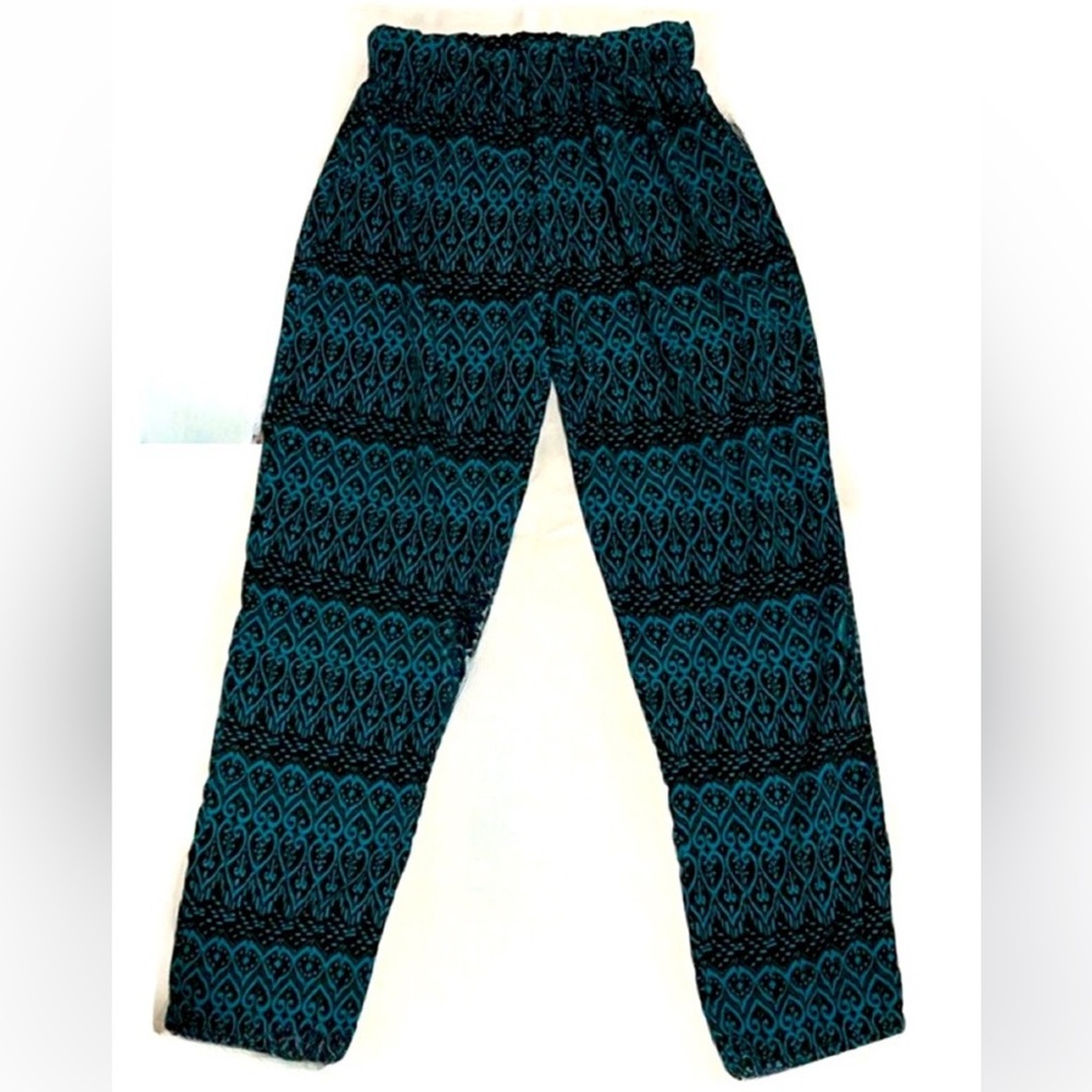 Ambiance Apparel Teal and Black Patterned Pants